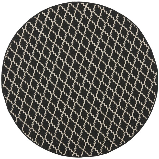 Safavieh Poolside Black/ Beige Indoor Outdoor Rug (5'3 Round)