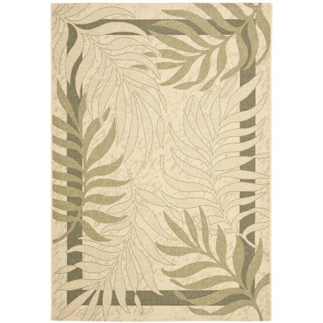 Poolside Cream/ Green Indoor Outdoor Rug (27 X 5)