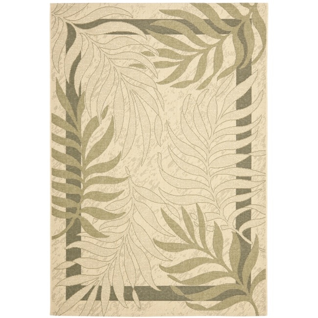 Safavieh Poolside Cream/ Green Indoor Outdoor Rug - 8' x 11'2
