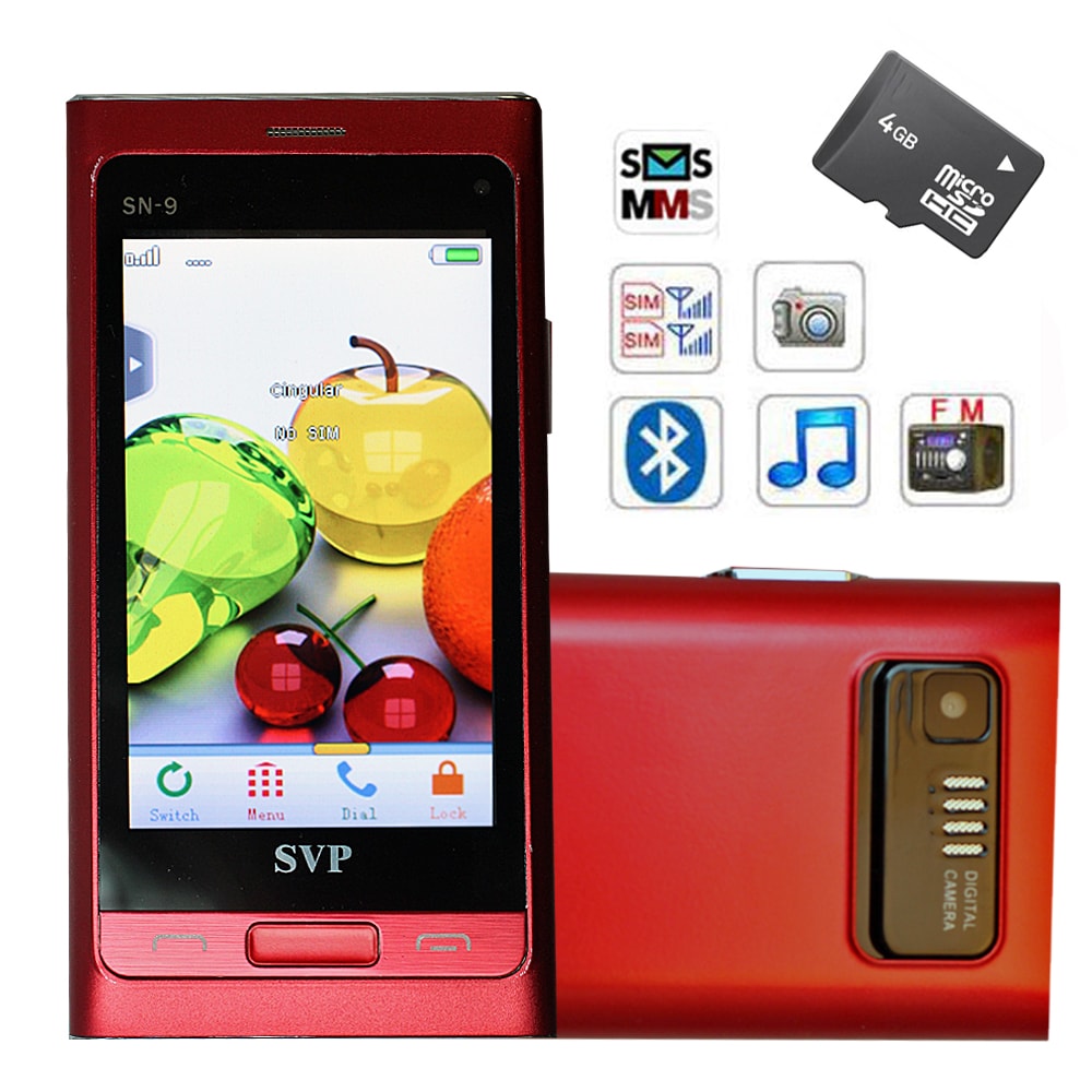 SVP SN 9 Dual SIM Red Unlocked GSM Cell Phone with 4GB Micro SD 