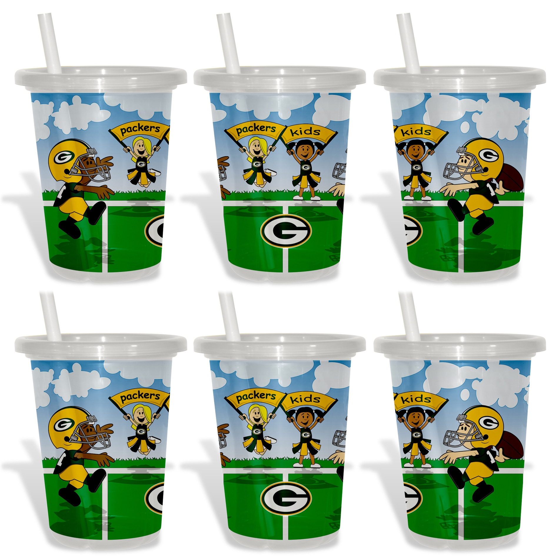 Green Bay Packers Sip and Go Cups (Pack of 6) Travel Mugs