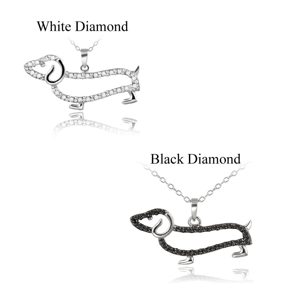 Sterling Silver Diamond Accent Dog Necklace