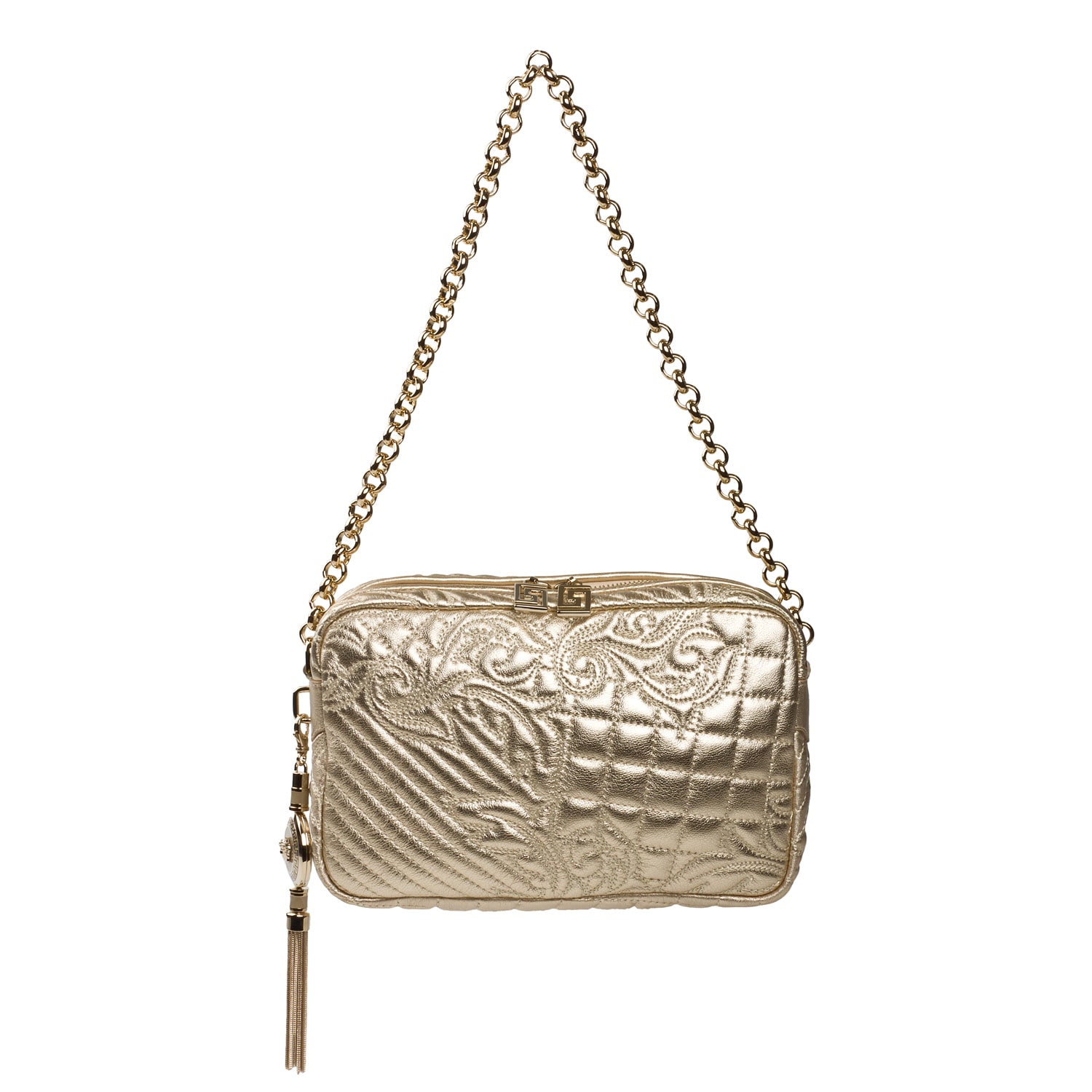 Versace Vanitas Embroidered Gold Leather Shoulder Bag Compare 