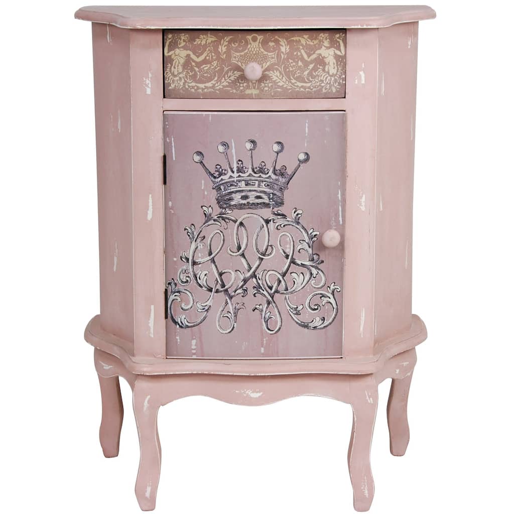 Handmade Distressed Royal Crown Philippine Mahogany End Table Cabinet (China)