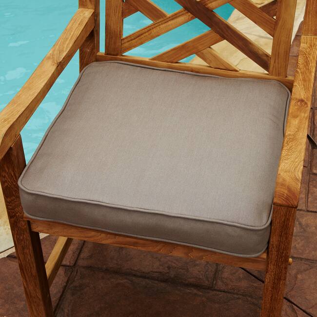 Sorra Home Clara Taupe 19-inch Square Outdoor Sunbrella Chair Cushion
