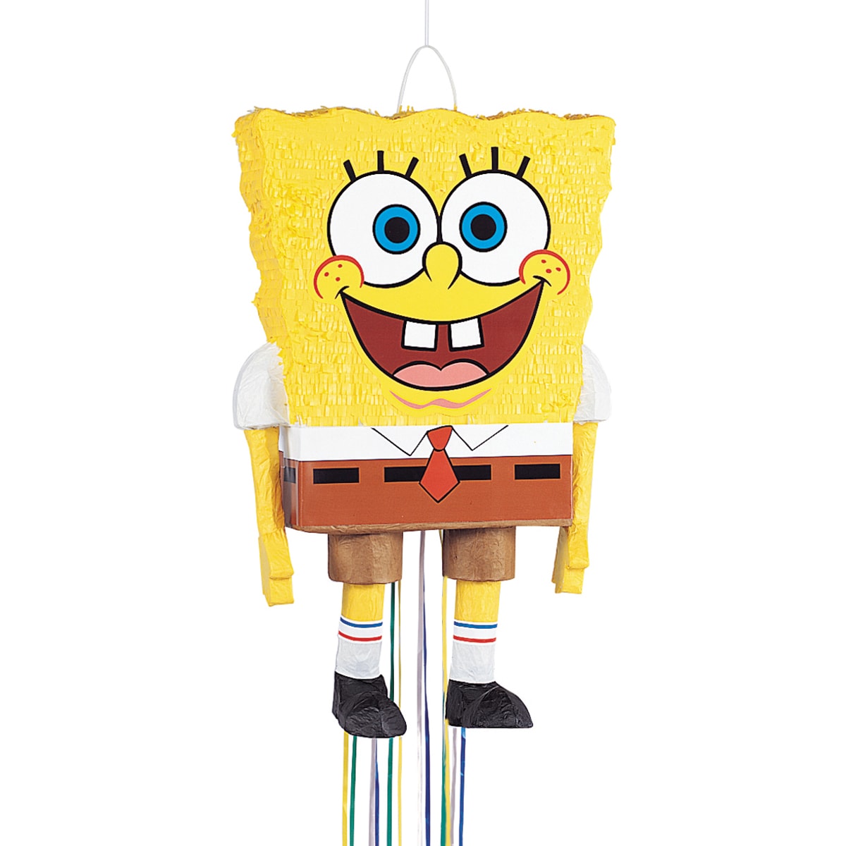 Pinata spongebob Squarepants 3 d Pull (Yellow, blue, brown, whiteMaterial CardboardPackage includes One (1) Spongebob Squarepants pinata Filler not includedDimensions 23 inches high x 14 inches wide CardboardPackage includes One (1) Spongebob Squarepa