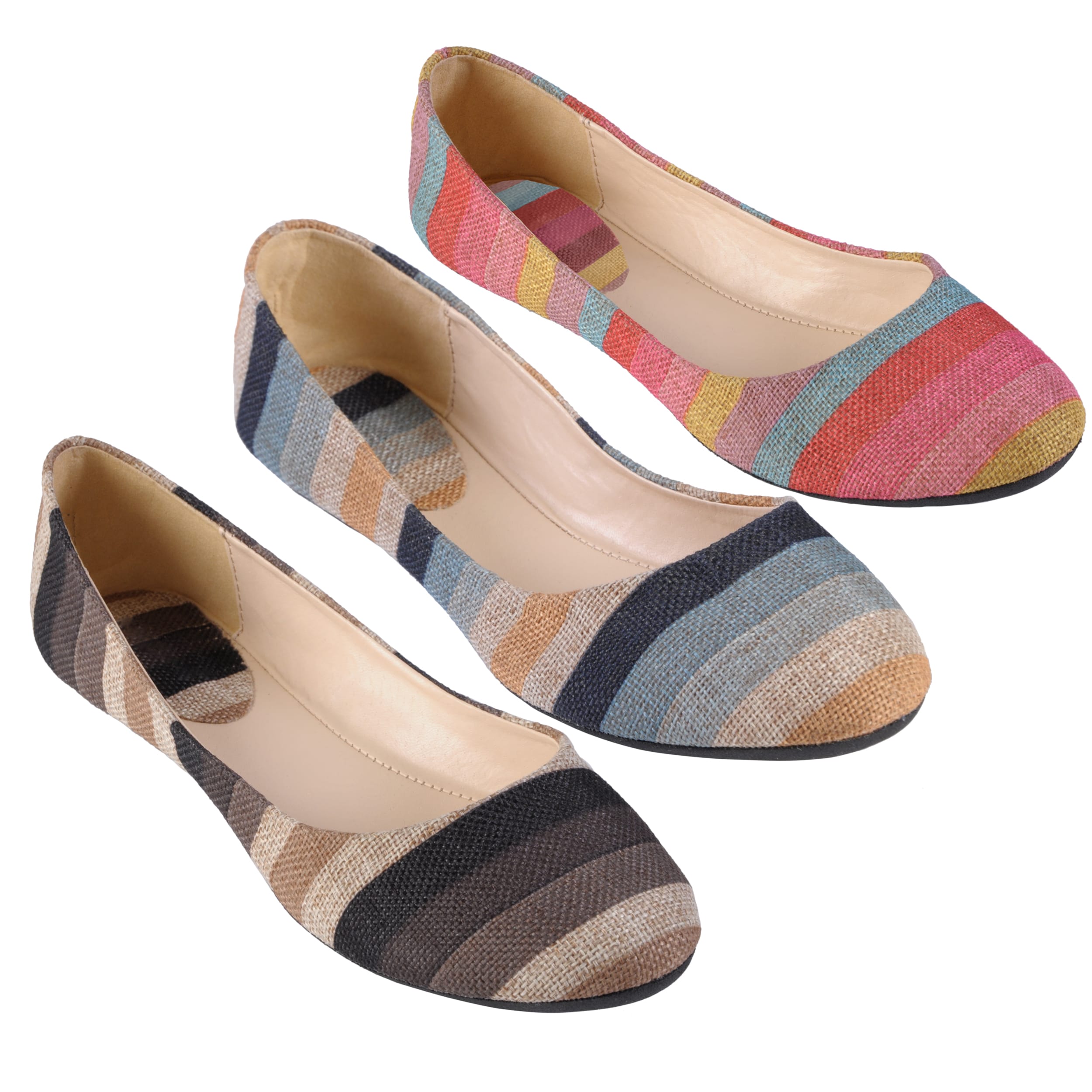 Journee Collection Women's 'Crush-80' Multi-color Striped Ballet Flats ...