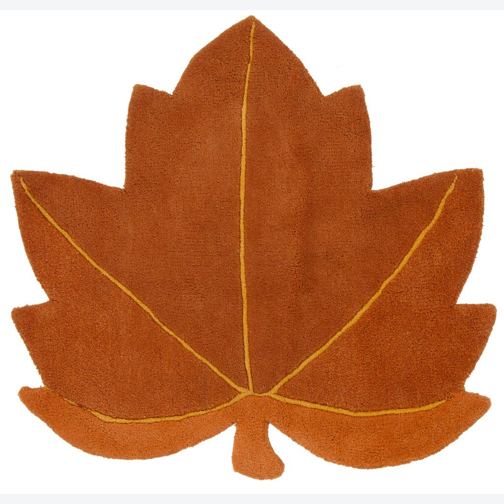 Hand-tufted Mandara Kids Mandara Fall Leaf Design Wool Rugs (2'9 x 2'6)