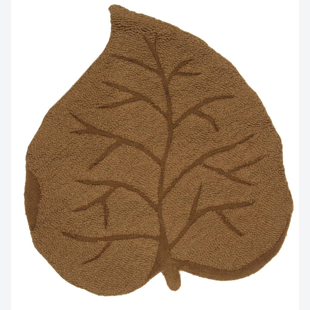 Hand-tufted Mandara Kids Brown Leaf Wool Rugs (2'3 x 2'6)