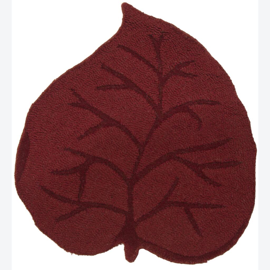 Hand-tufted Mandara Kids Red Leaf Wool Rugs (2'3 x 2'6)