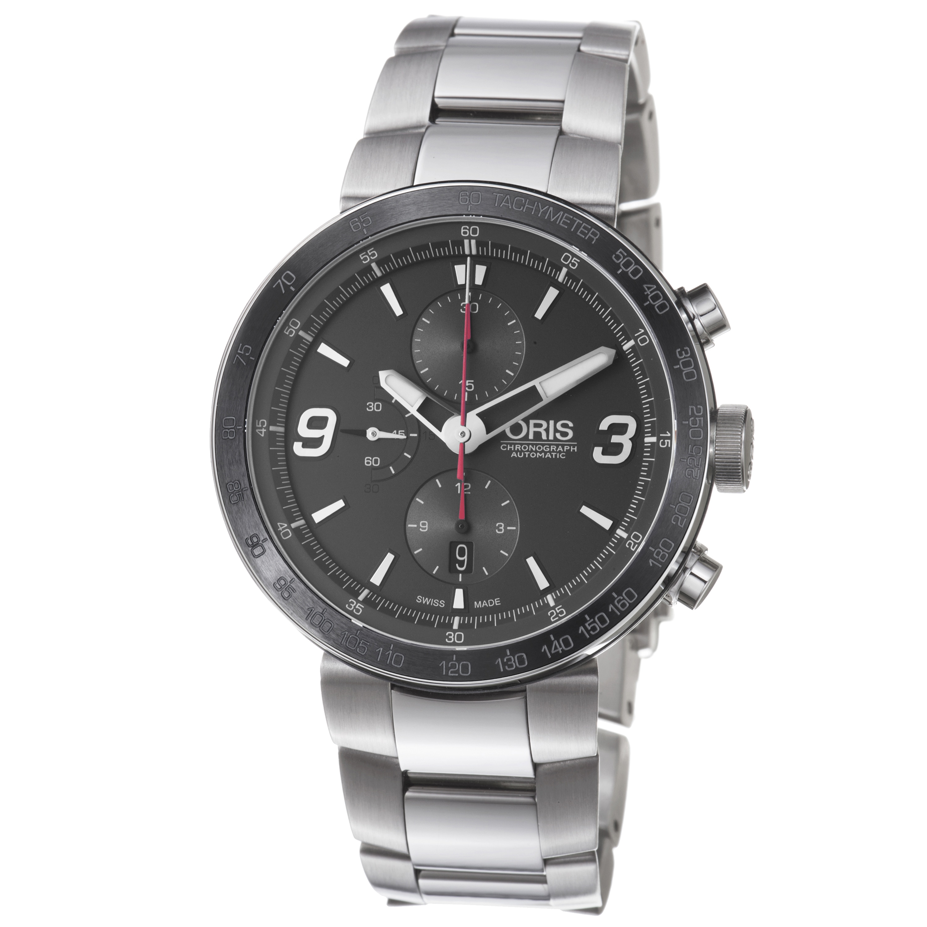 Oris Mens TT1 Chronograph Black Dial Stainless Steel Watch Today 