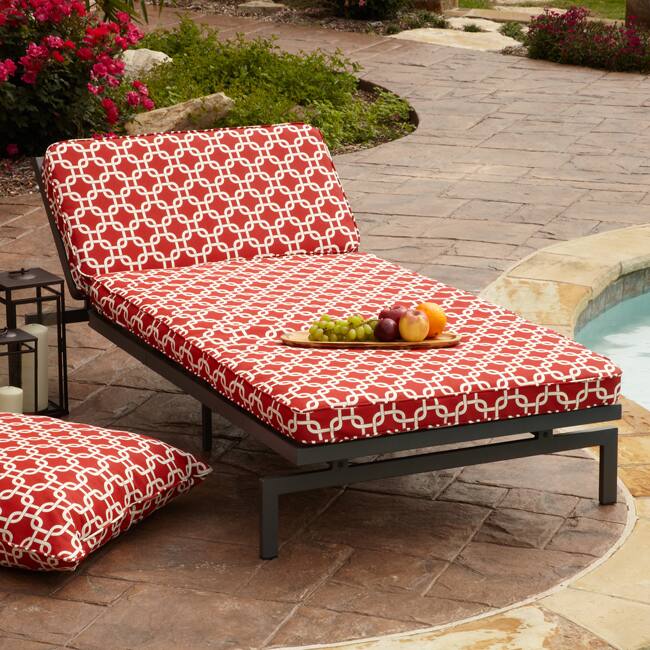 Alyssa Red Adjustable Outdoor Chaise with Corded Cushion