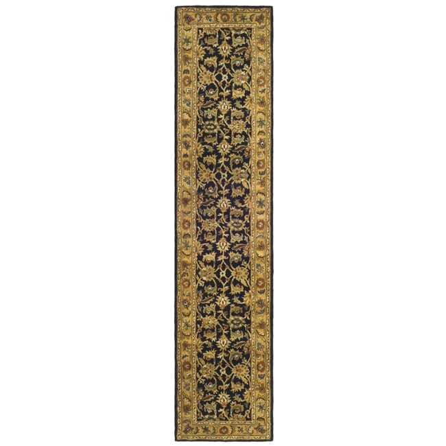 Handmade Classic Black/ Gold Wool Runner (23 X 12)