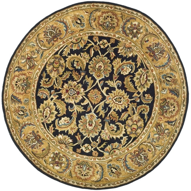 Handmade Classic Black/ Gold Wool Rug (5 Round)