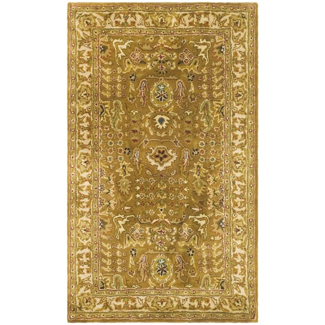 Handmade Classic Gold/ Ivory Wool Rug (4 X 6)