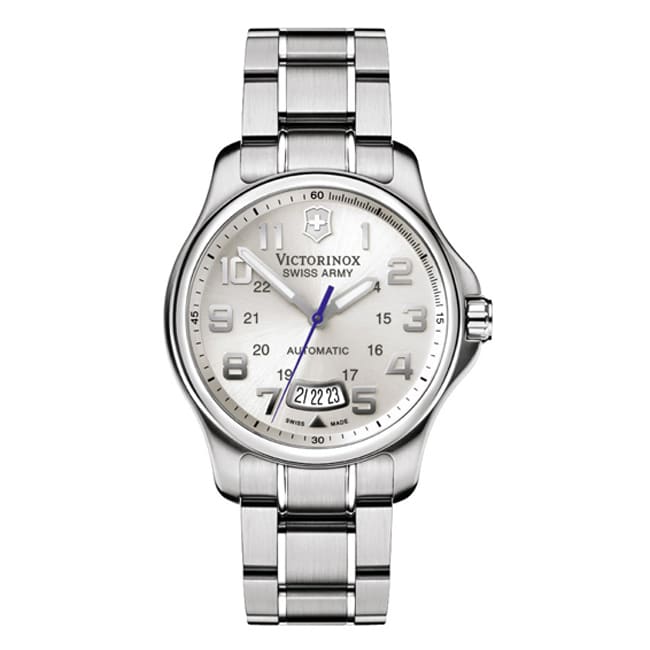 victorinox men's chronograph officer stainless steel bracelet watch 42mm
