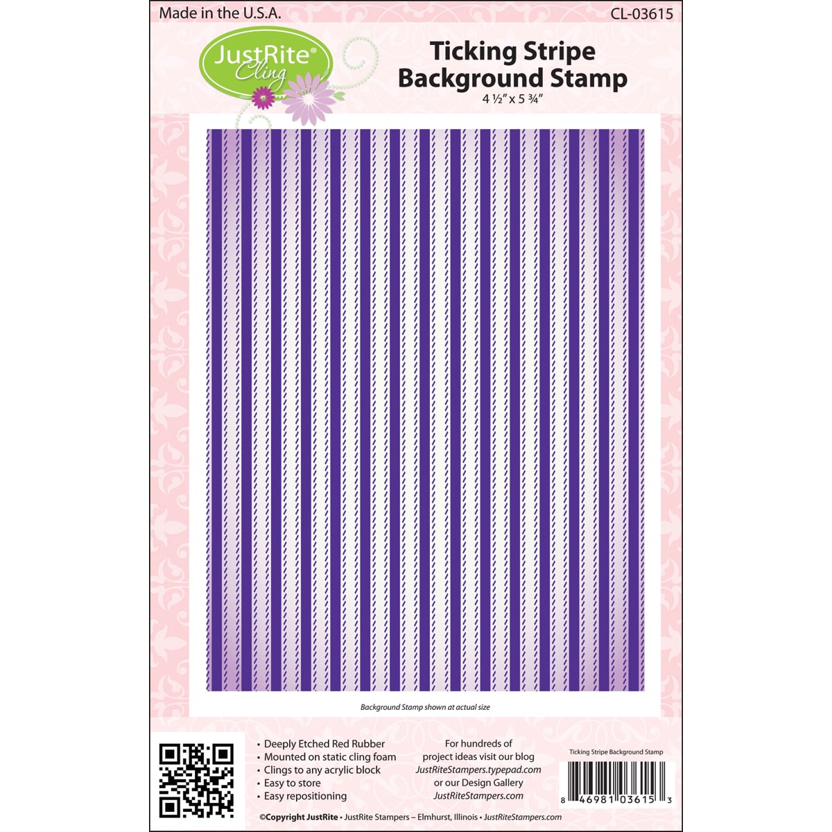 Justrite Stampers Cling Background Stamp ticking Stripe