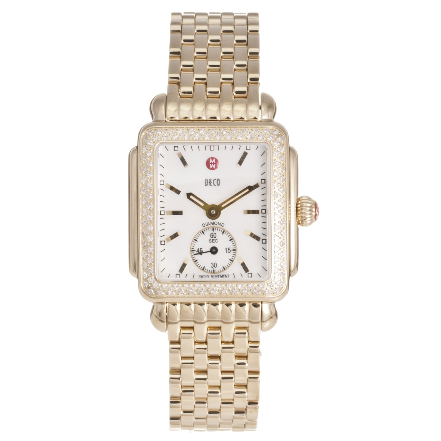 Michele Women's 'Deco' 18k Gold-plated Diamond Watch