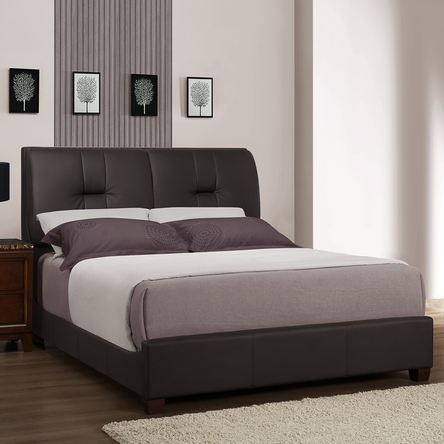 TRIBECCA HOME Amble Warm Cherry Finish Brown Fabric Padded Full-size Bed