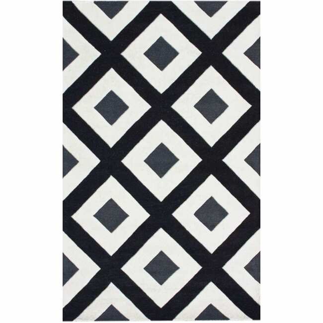 Nuloom Handmade Black Diamond New Zealand Wool Rug (6 X 9)