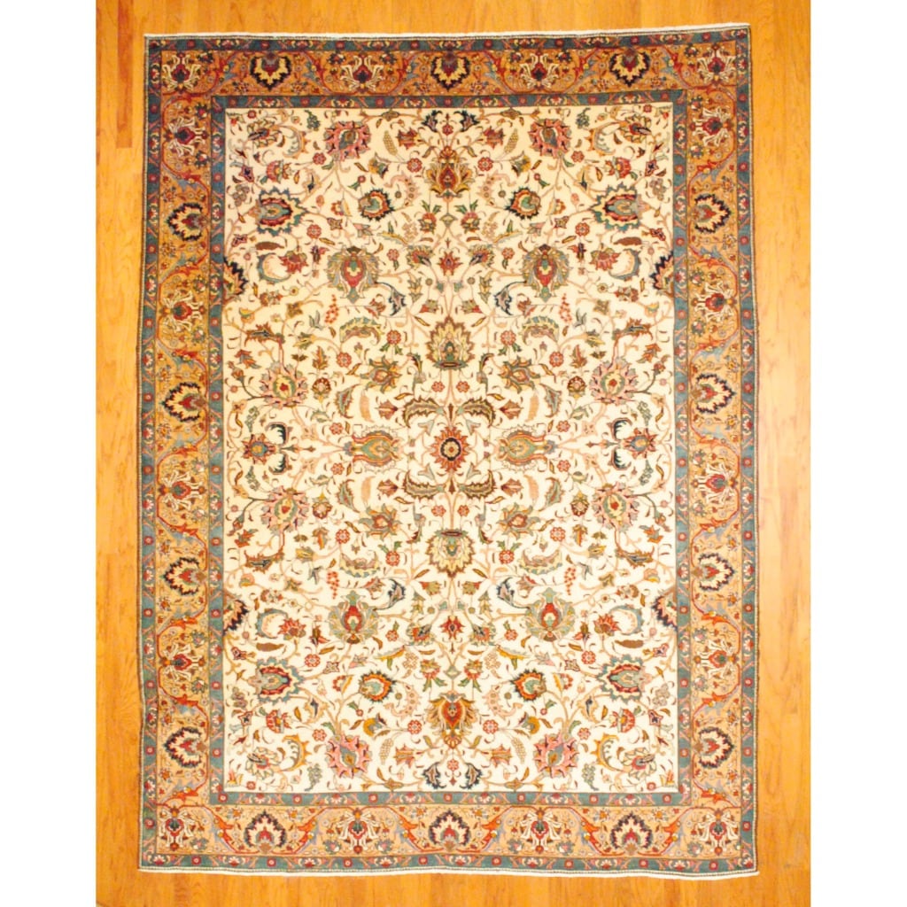 Persian Hand knotted Tabriz Ivory/ Rust Wool Rug (9'4 x 12'10) 7x9   10x14 Rugs