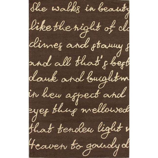 Handmade Luna Brown Poem Rug (710 Round)  