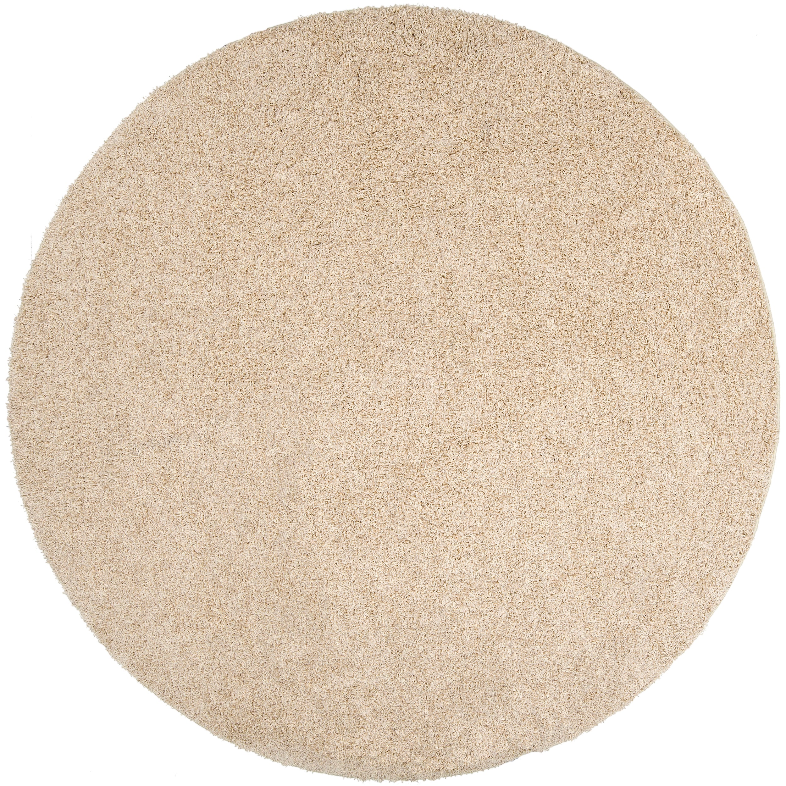 Woven Beige Calucy Plush Shag (9' Round) Round/Oval/Square