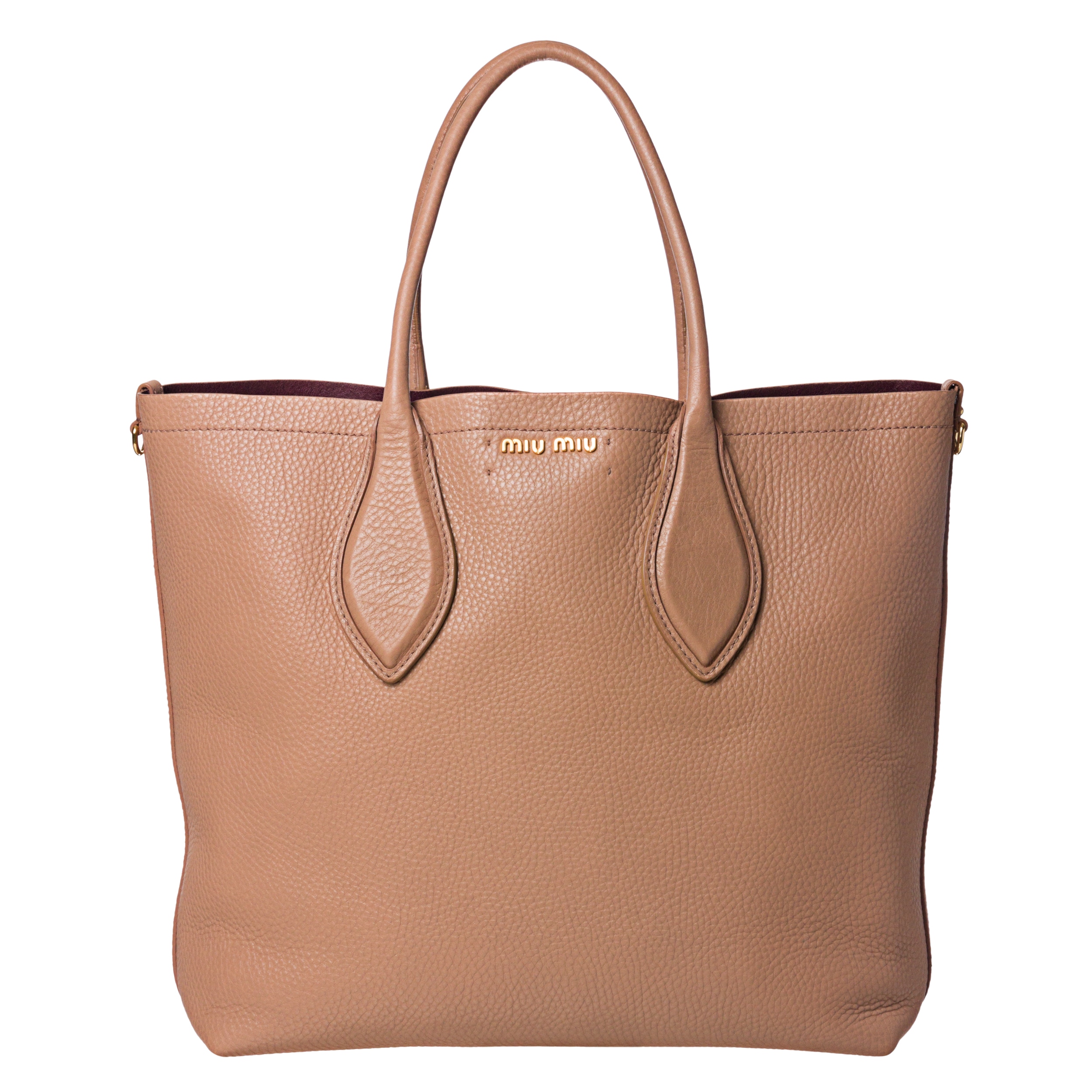 Miu Miu Large Peach Leather Tote Bag