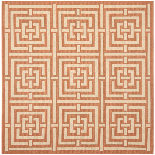 Poolside Terracotta/ Cream Indoor/ Outdoor Rug (67 Square)