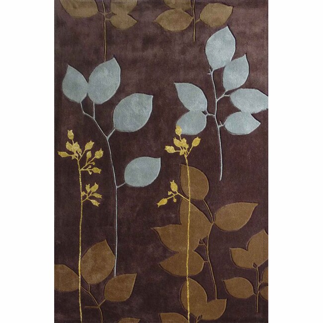 nuLOOM Handmade Pino Brown Floral Rug (5' x 8')