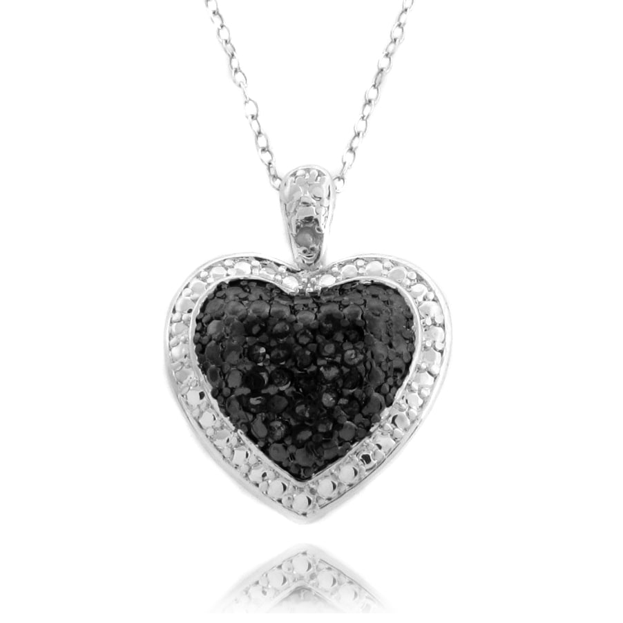 Finesque Silver Overlay 1/4ct TDW Black and White Diamond Necklace (I