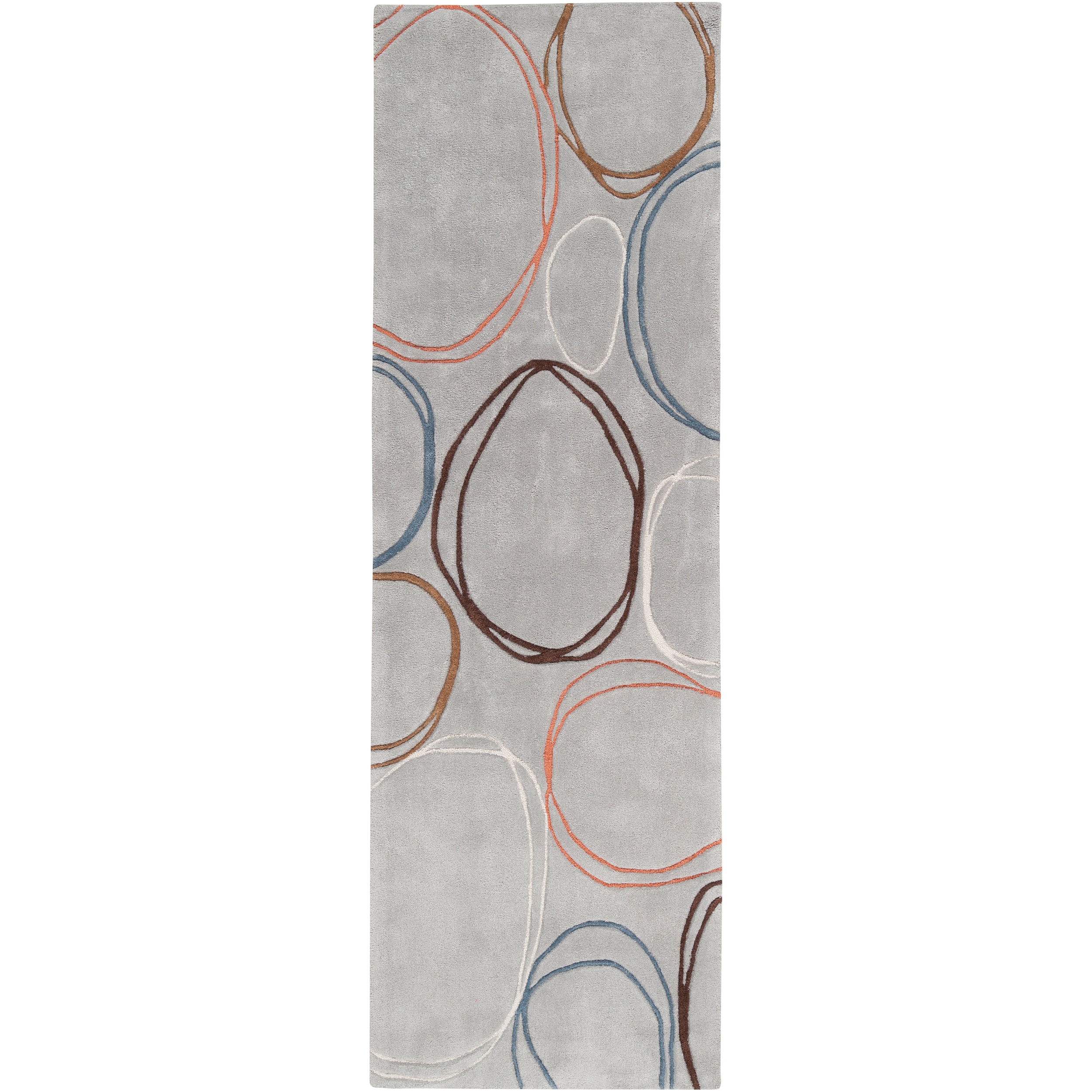 Hand tufted Grey Hillsborough East Geometric Circles Rug (26 X 8)