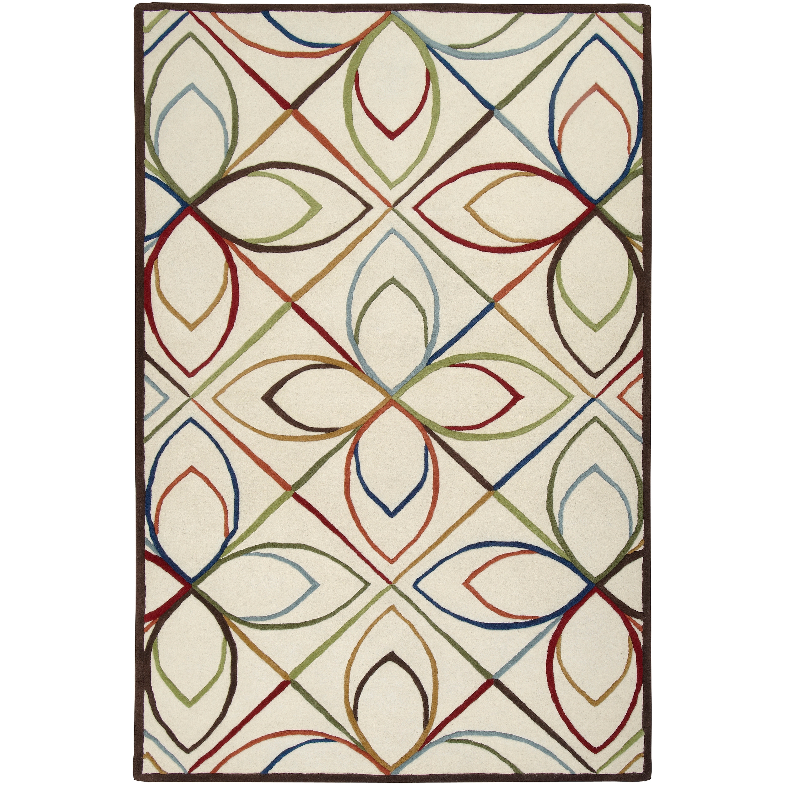 Hand tufted Grandeur Ivory Geometric Wool Rug (5 X 8)