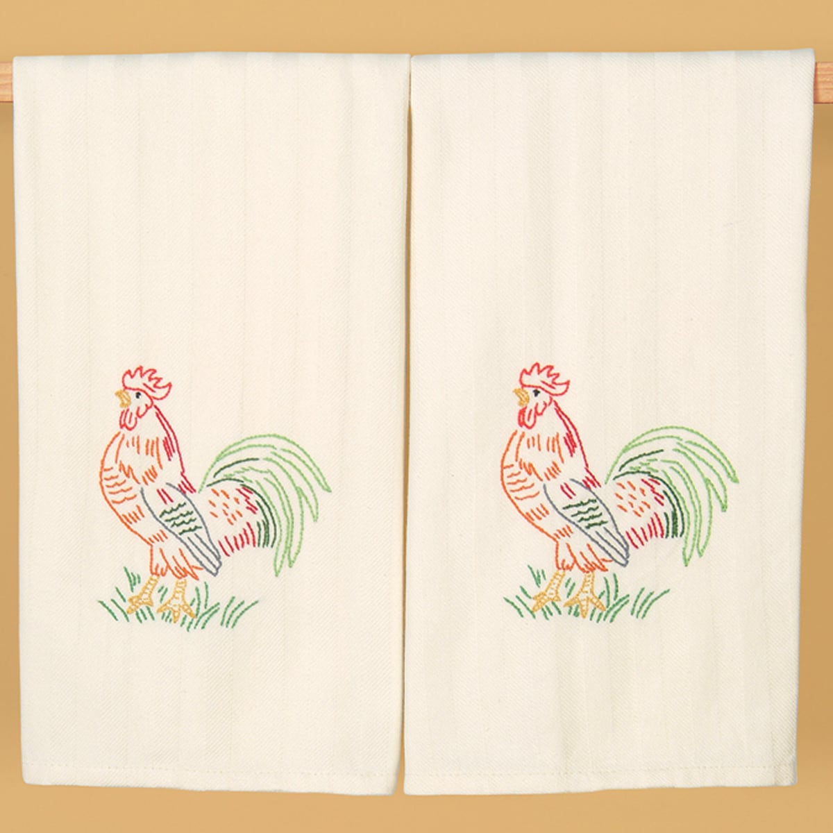 Herringbone Kitchen Towel 20X28 One Pair Rooster