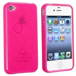 BasAcc Clear Hot Pink Circle TPU Rubber Case for Apple iPhone 4 BasAcc Cases & Holders