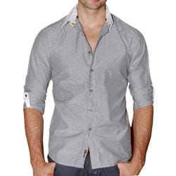 191 Unlimited Men's Grey Striped White Collar Woven Shirt - Overstock ...