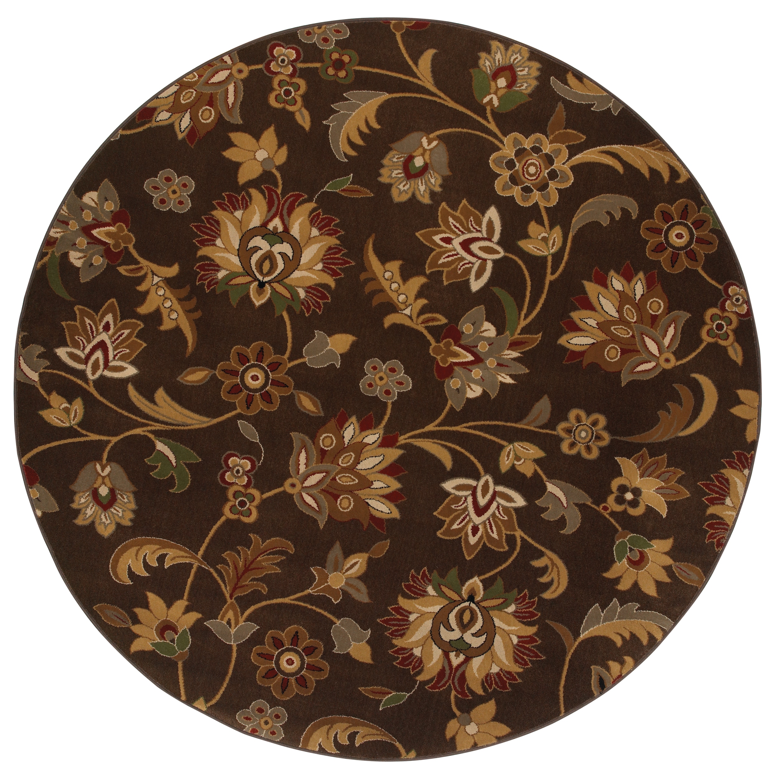 Concord Brown Floral Rug (8' Round) - Free Shipping Today - Overstock