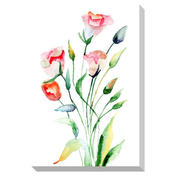 Gallery Direct Spring Flowers Watercolor Oversized Gallery Wrapped