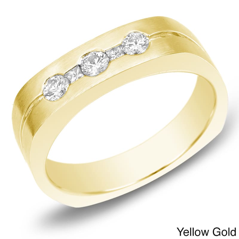 Auriya Men's 14k Gold 1/2ct TDW 5-Stone Diamond Ring or Wedding Band - Yellow - 8
