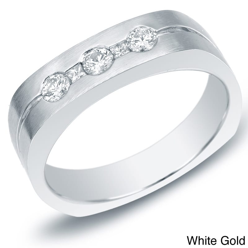 Auriya Men's 14k Gold 1/2ct TDW 5-Stone Diamond Ring or Wedding Band - White - 8