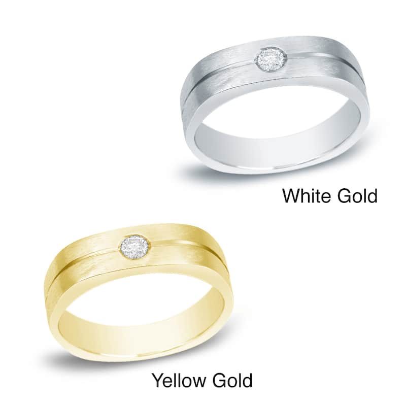 Men's 14k Gold 1/6ct TDW Round Solitaire Diamond Wedding Band by Auriya