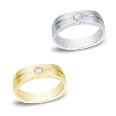 Men's 14k Gold 1/6ct TDW Round Solitaire Diamond Wedding Band by Auriya