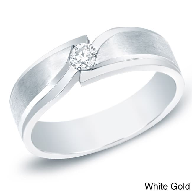 Auriya Men's 14k Gold 1/2ct TDW Round Diamond Ring or Wedding Band - White - 8