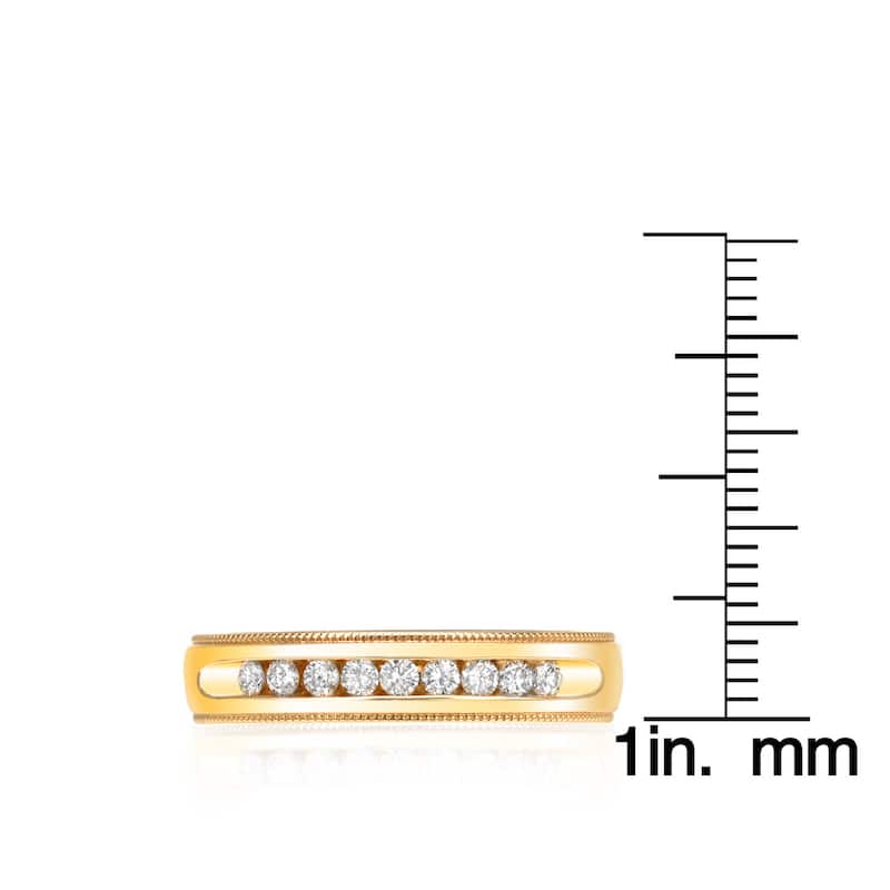 Men's 14k Gold 1/2ct TDW Channel Set Milgrain Diamond Wedding Band by Auriya