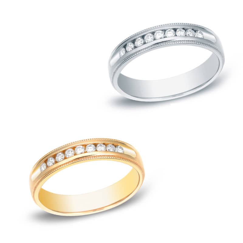 Auriya Men's 14k Gold 1ct TDW Channel-Set Diamond Wedding Band