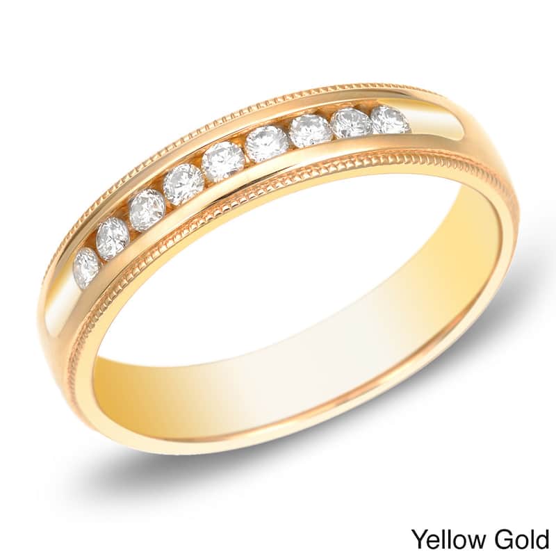 Auriya Men's 14k Gold 1ct TDW Channel-Set Diamond Wedding Band - Yellow - 8