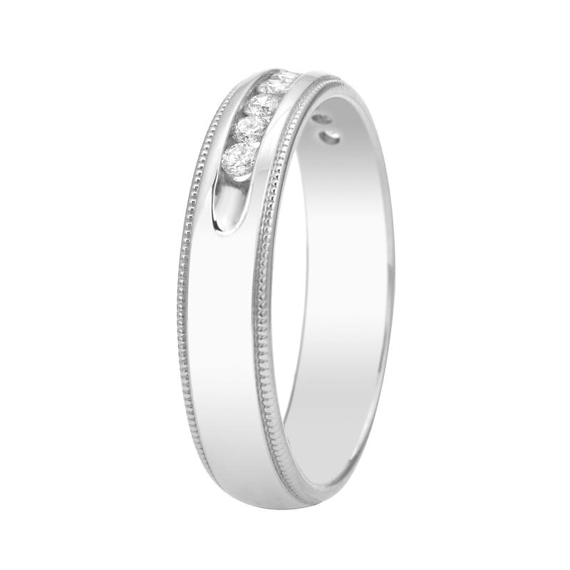 Auriya Men's 14k Gold 1ct TDW Channel-Set Diamond Wedding Band