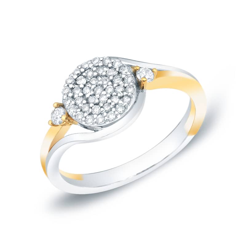 14k Gold Round 1/4ct TDW Swirled Pave Diamond Ring by Auriya - 4 - Yellow