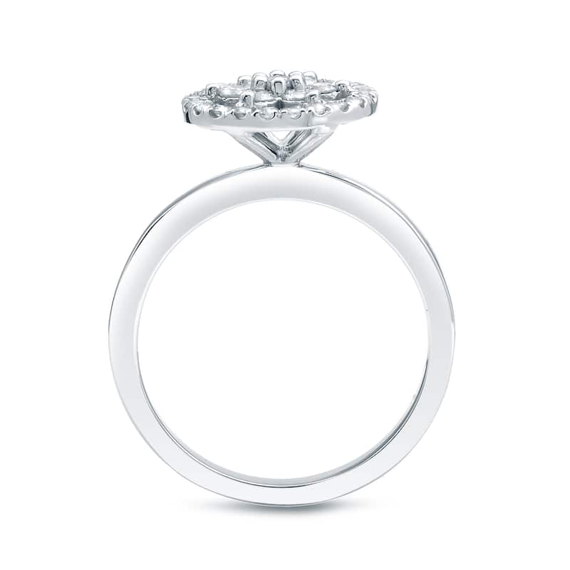 Auriya Daisy Shaped 1/2ct TDW Diamond Halo Promise Ring 14K Gold