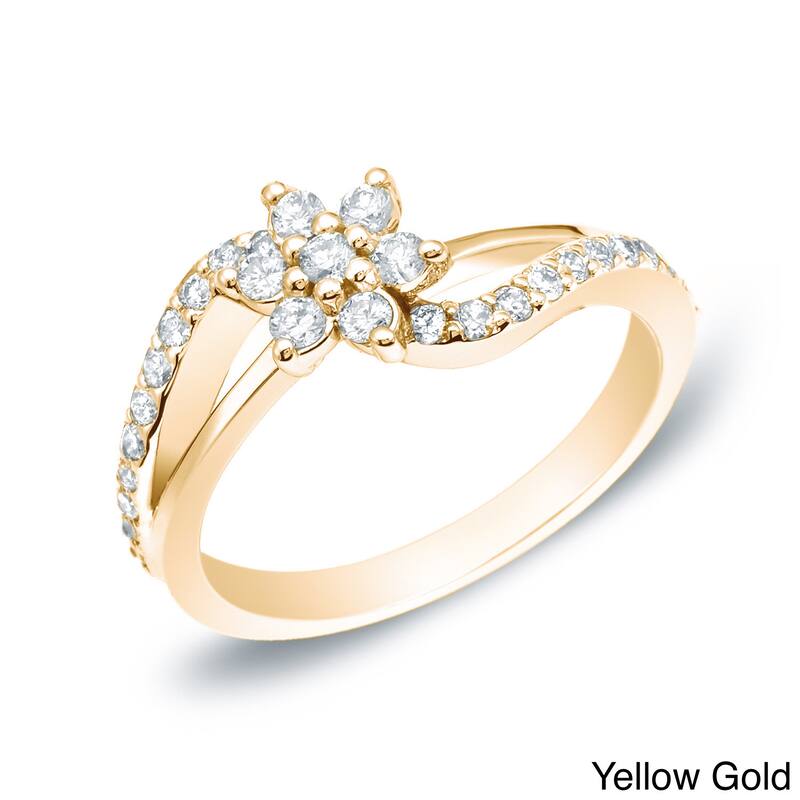 Auriya Daisy Split Shank 1/2ct TDW Split Shank Diamond Ring 14K Gold - Yellow - 4